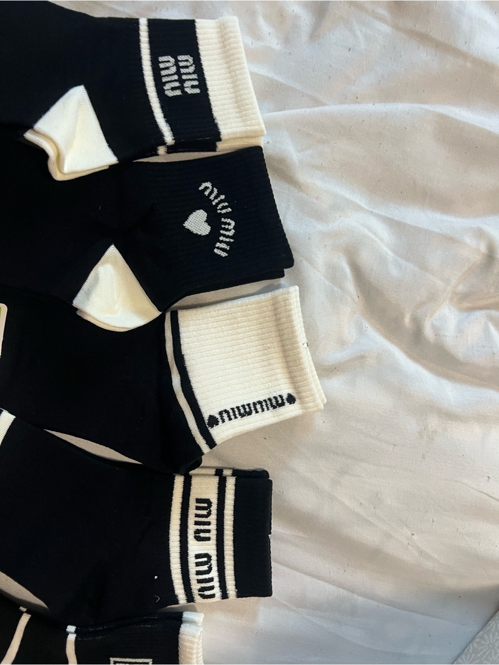 Socks Gift Set- 5 Adorable Black/White Crew Socks Heart Details